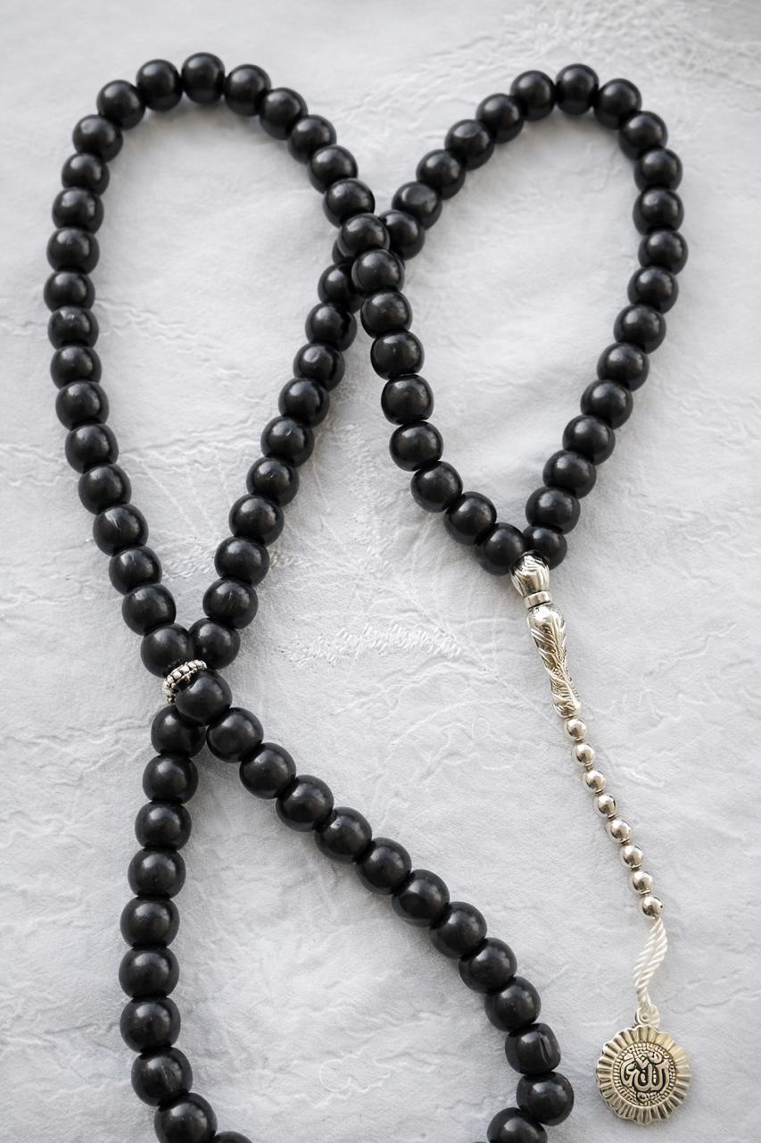 Black 100-Count Tasbih – Allah Pendant