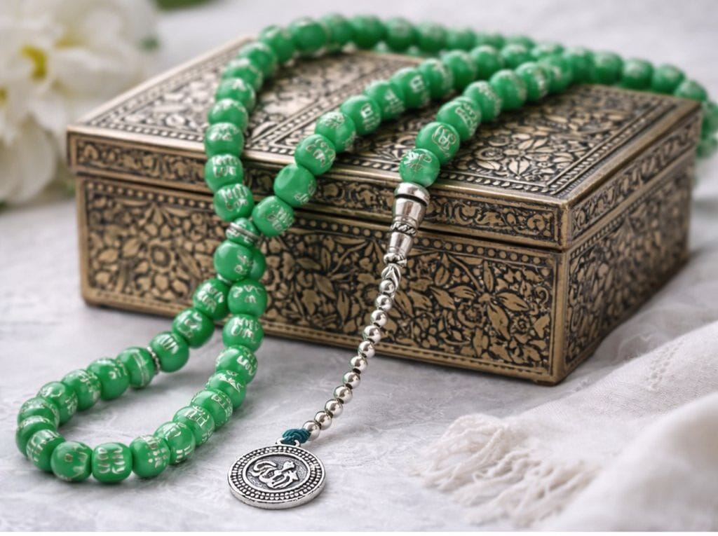 Green 100-Count Tasbih – Names of Allah