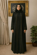 عباية صلاة سوداء أنيقة مع تطريز ذهبي
