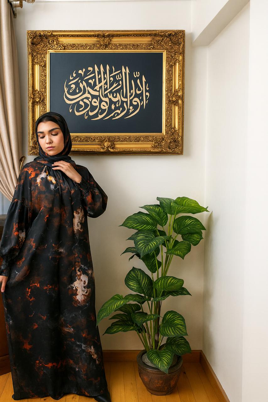Marble Noir Prayer Abaya