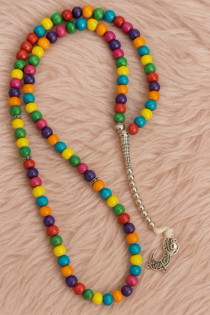 Colorful 100-count Tasbih - Wooden