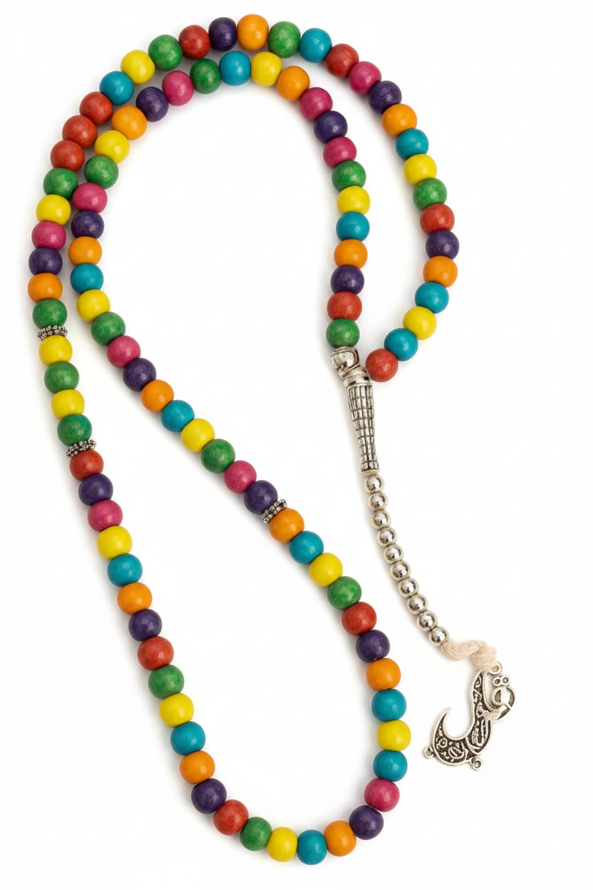 Colorful 100-count Tasbih - Wooden