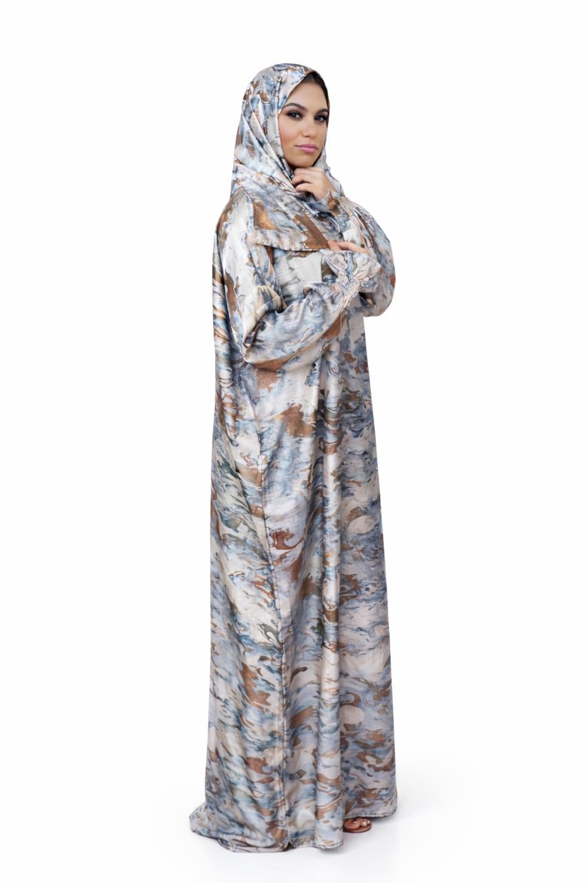 Full Coverage Prayer Dress – Watercolor Grey Beige