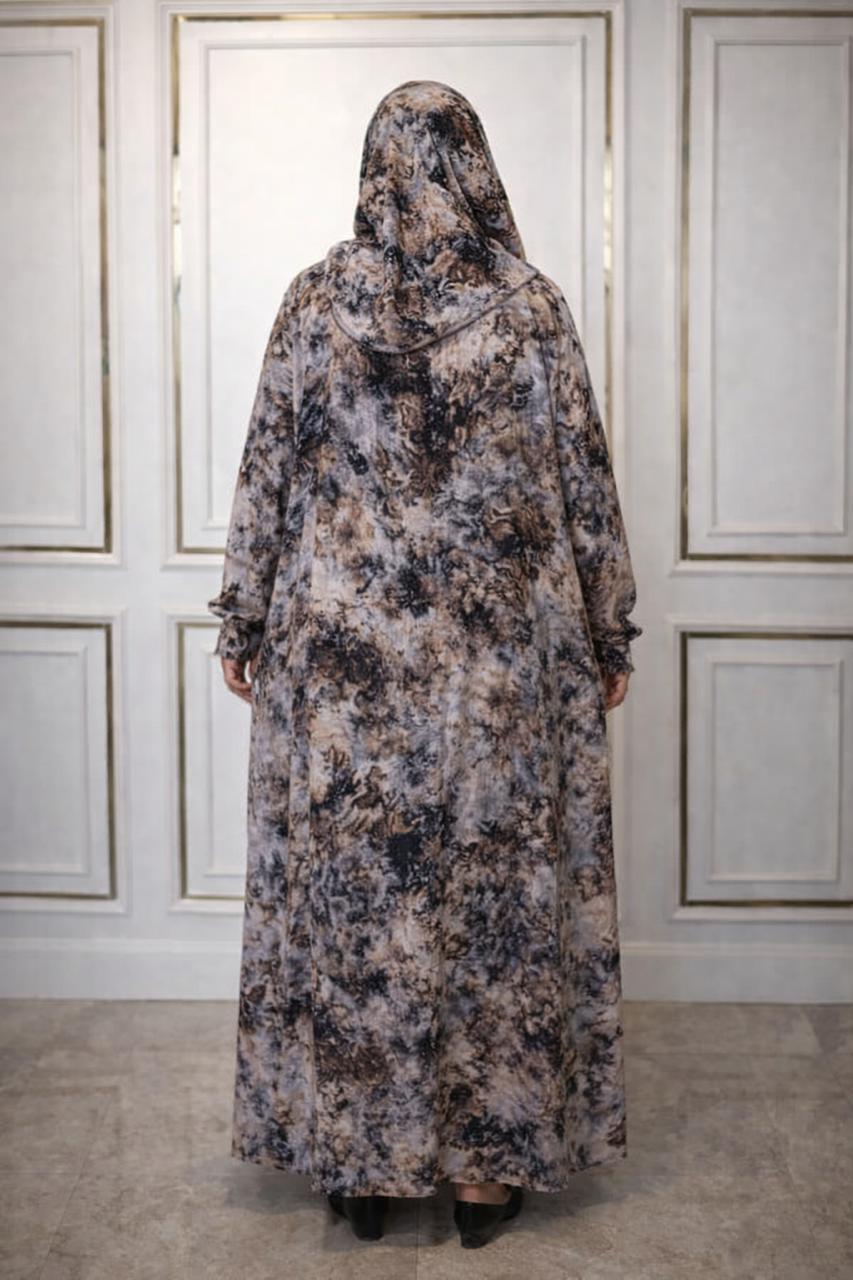 Marbled Prayer Dress with Matching Hijab – One Size Fits Most