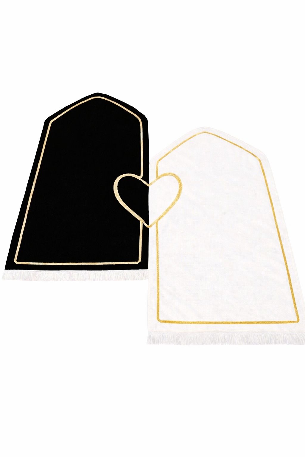 Couples Padded Prayer Mats – Black & White Heart Set