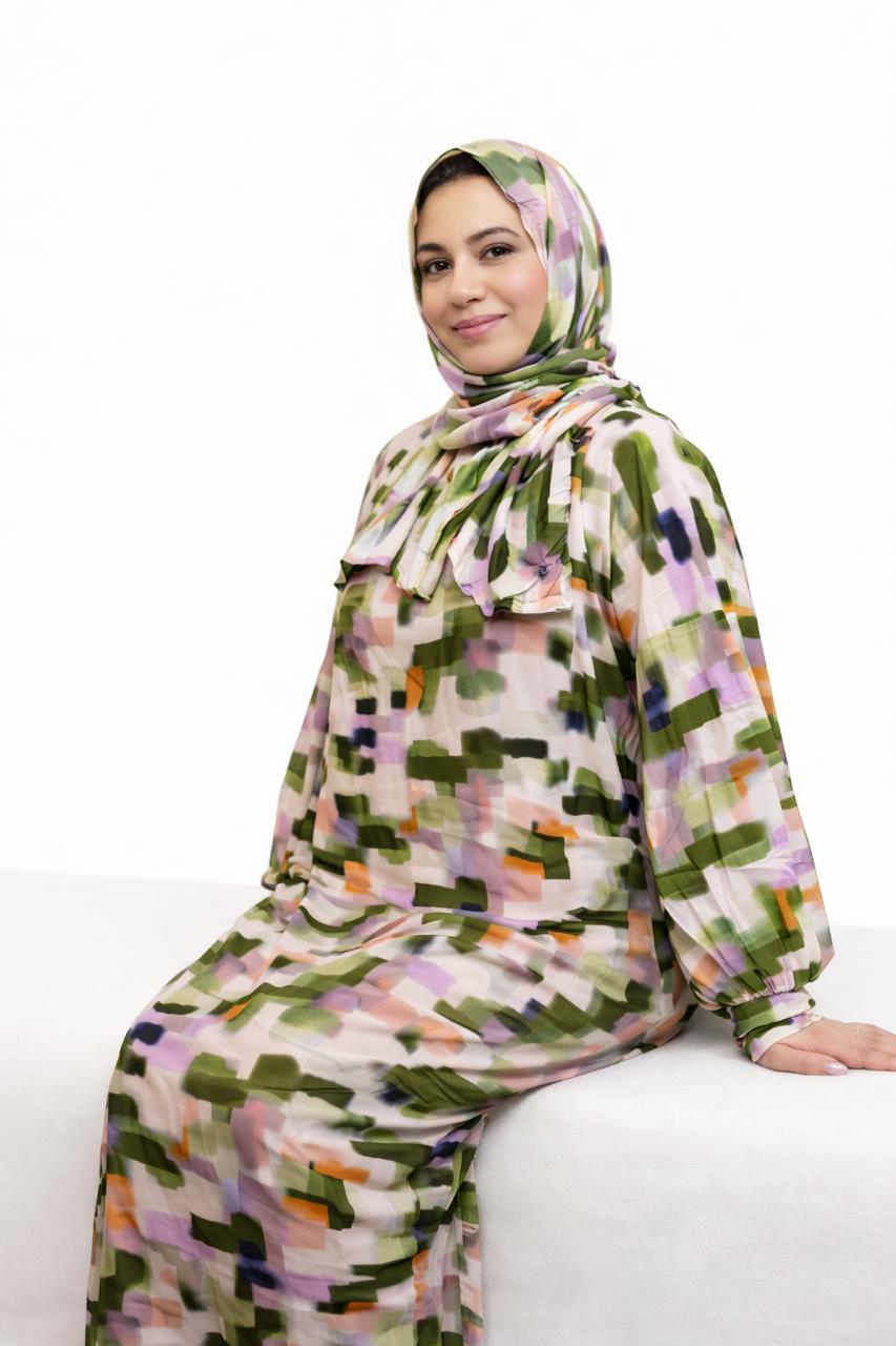 Elegant Printed Prayer Dress – Full Length Modest Fit