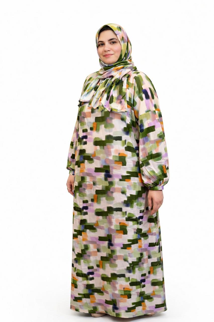 Elegant Printed Prayer Dress – Full Length Modest Fit