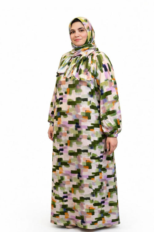 Elegant Printed Prayer Dress – Full Length Modest Fit
