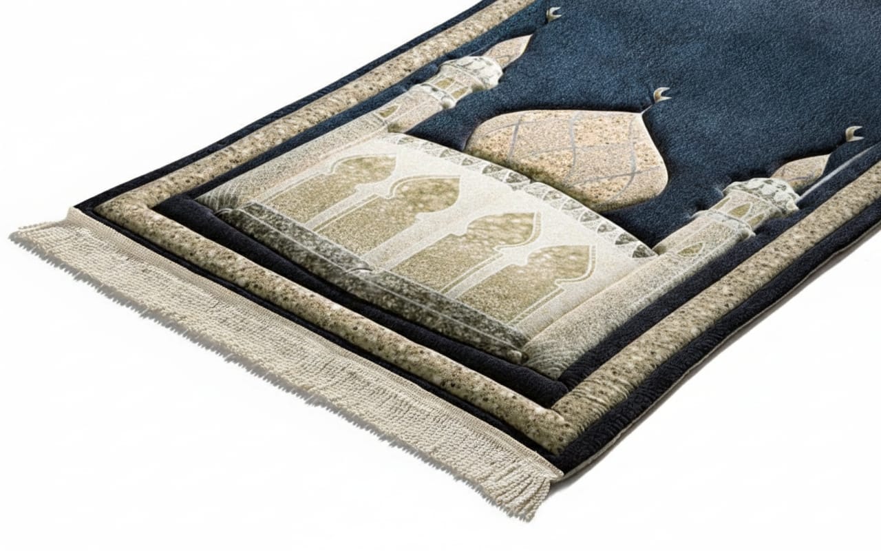 Padded Midnight Mosque Prayer Rug