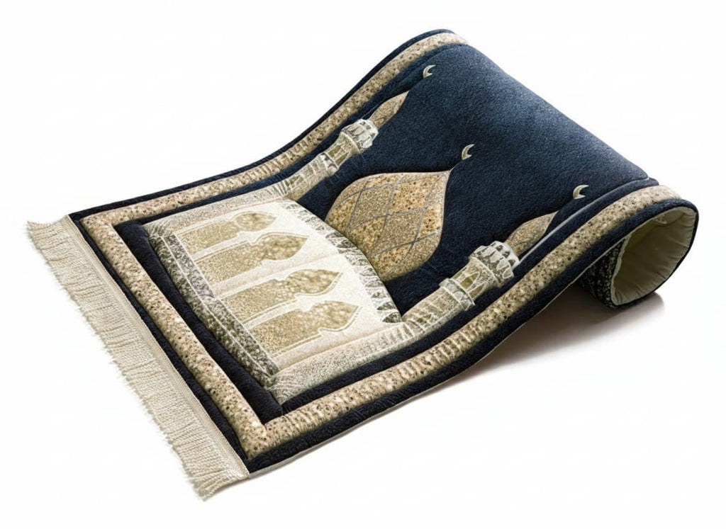 Padded Midnight Mosque Prayer Rug