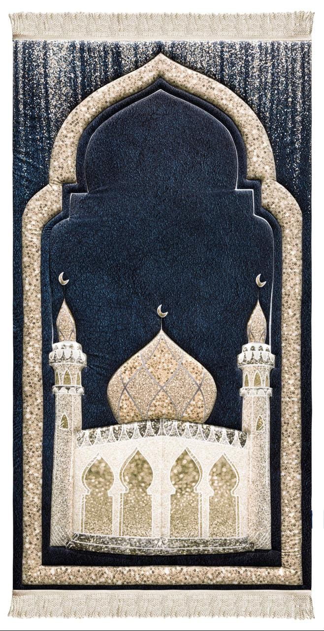 Padded Midnight Mosque Prayer Rug