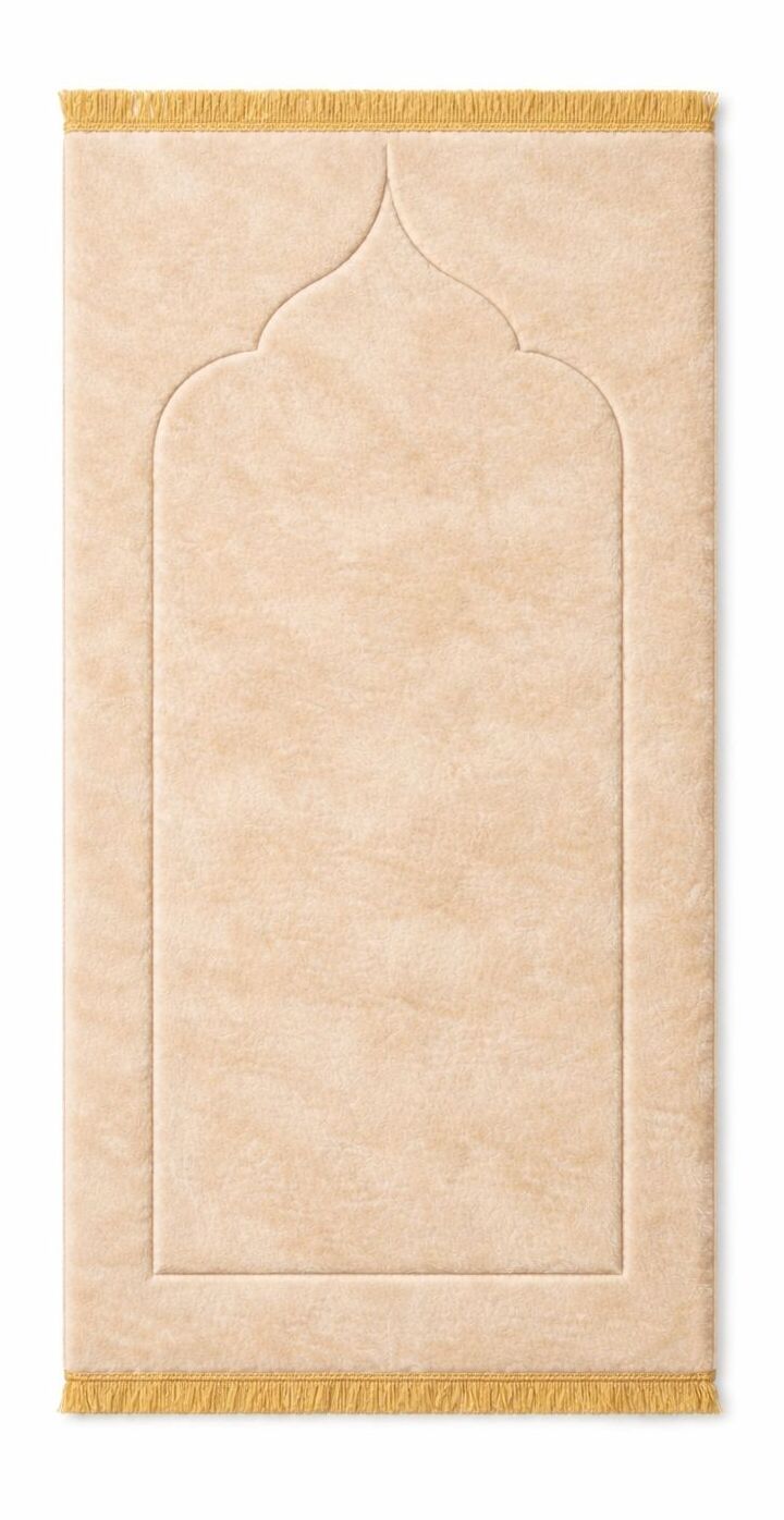 Padded Prayer Mat - Beige Velvet