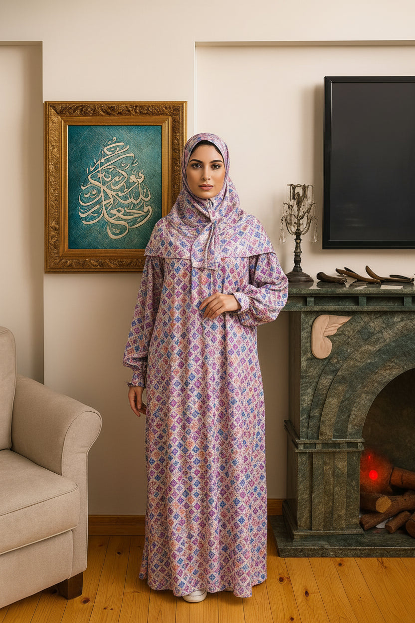 Prayer Wear - Lavender Mosaic Abaya