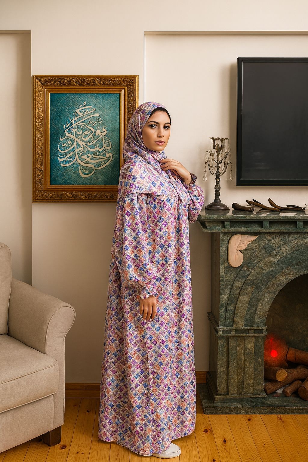 Prayer Wear - Lavender Mosaic Abaya