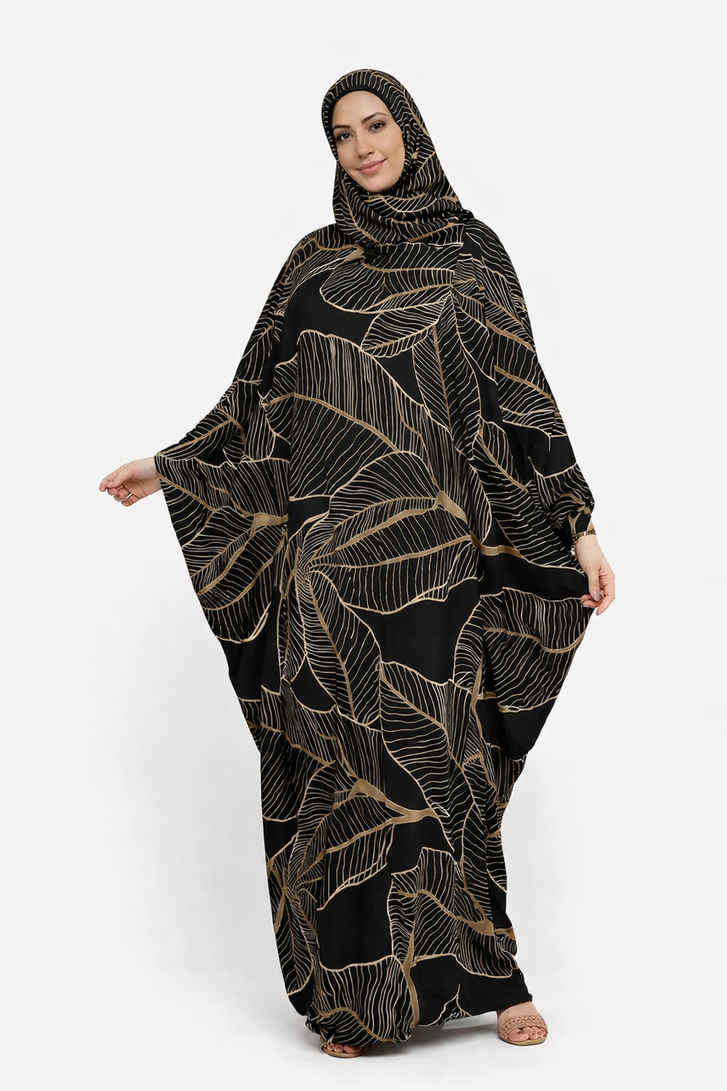 Prayer Wear - Layali Gold Leaf Abaya